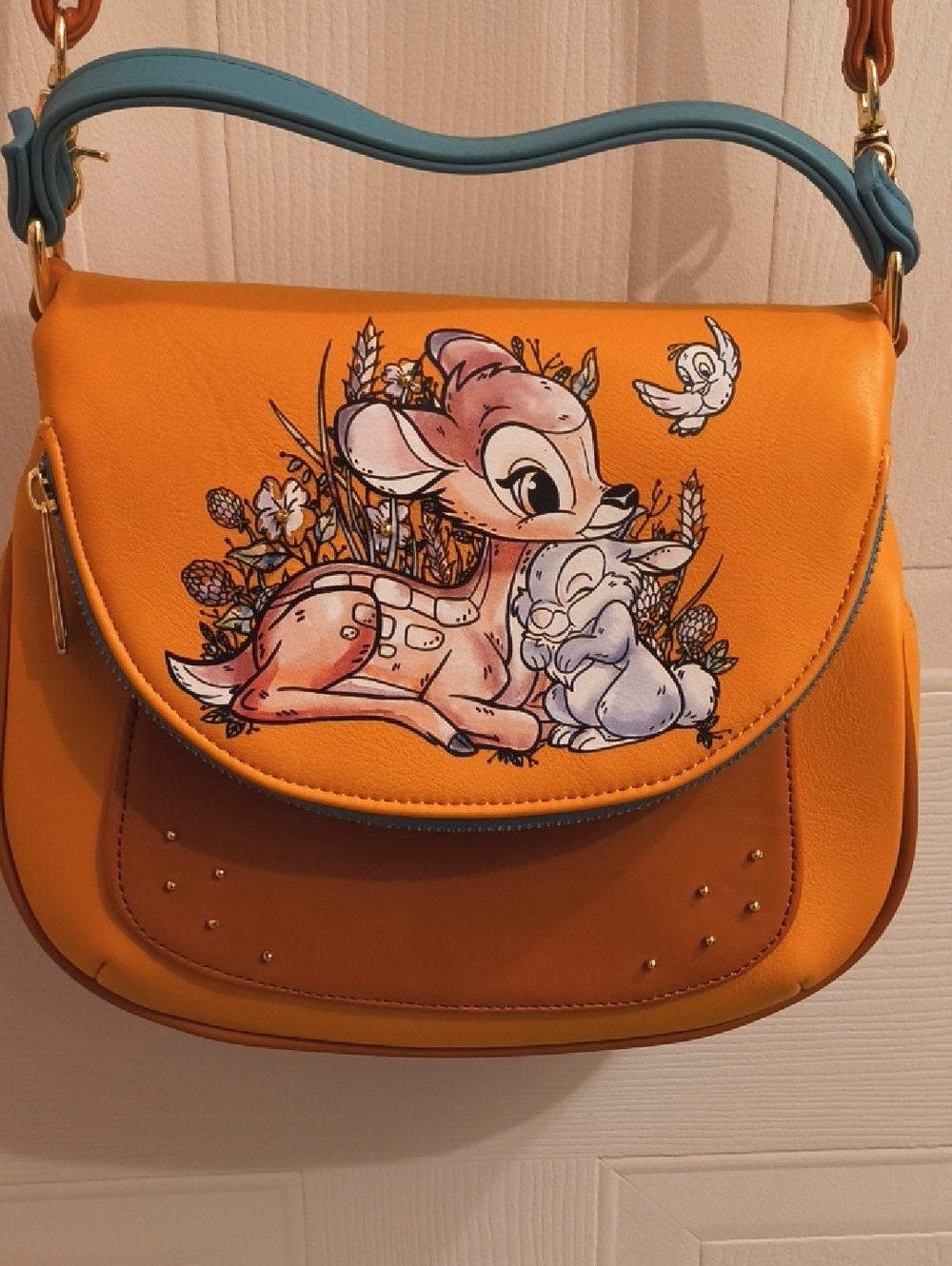 Loungefly Orange Crossbody Shoulder Bag with Bambi Illustration